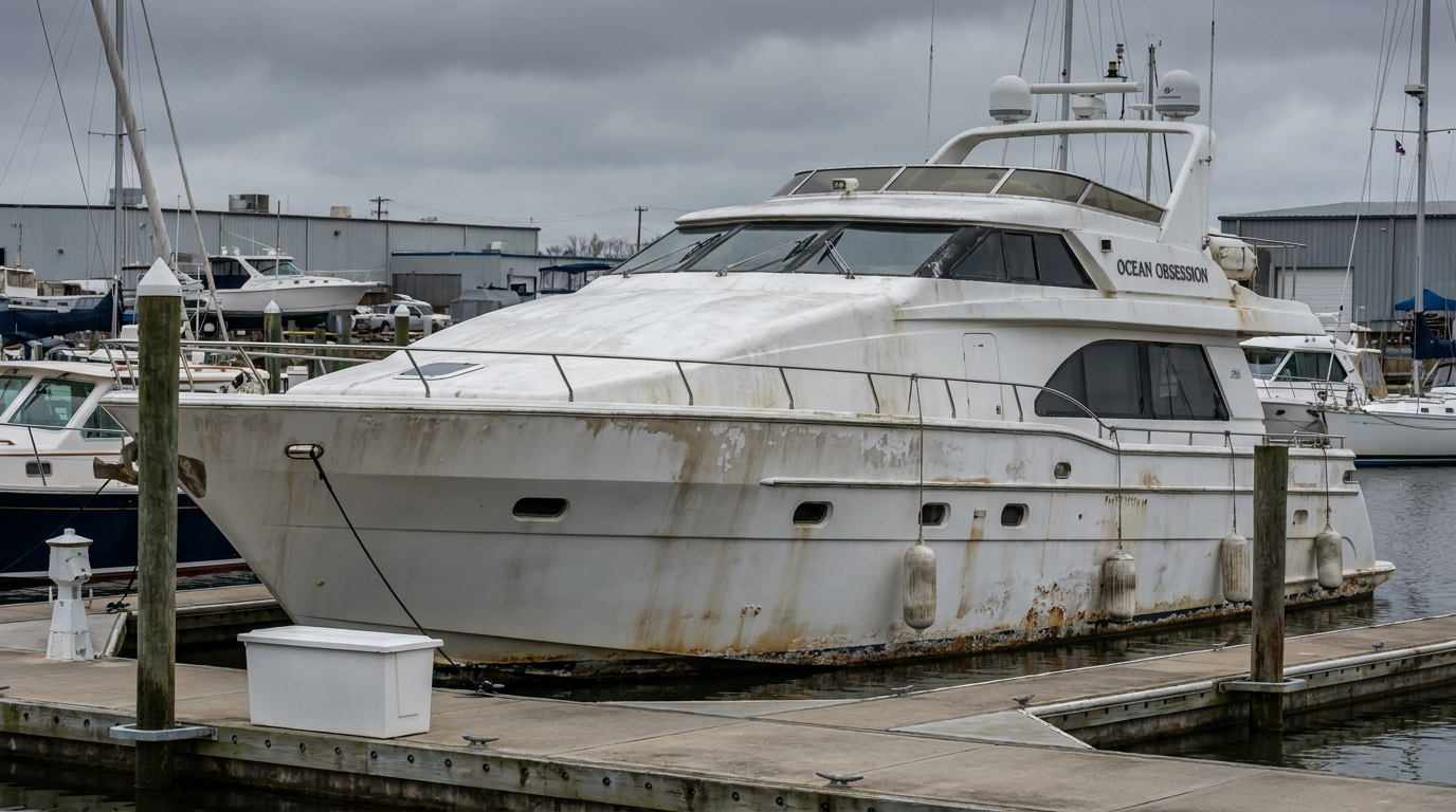 Coque de yacht avant restauration